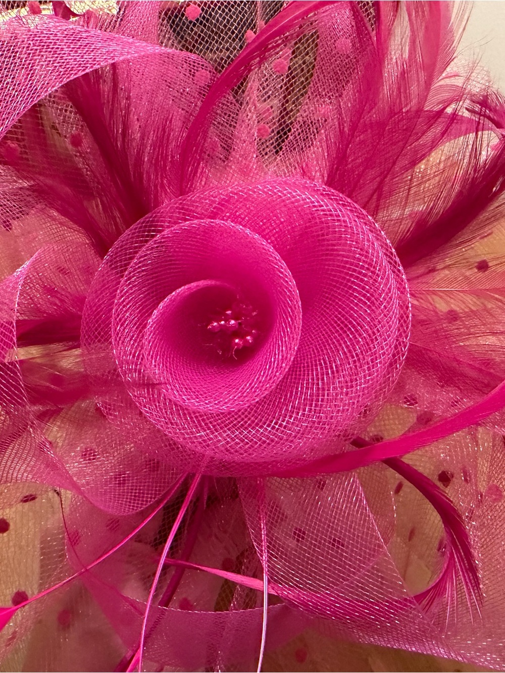 Fuchsia Floral Mesh Fascinator Headpiece - Women Accessories